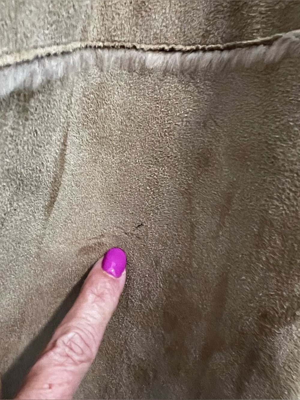 Vintage Tan genuine suede shearling duster long jacket size medium Coat Camel - Picture 12 of 13